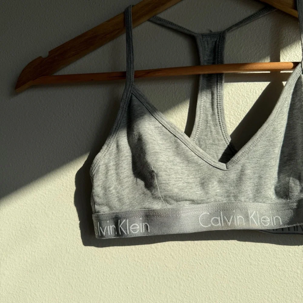 Calvin Klein Motive Heather Grey Plunge‎ Bralette
